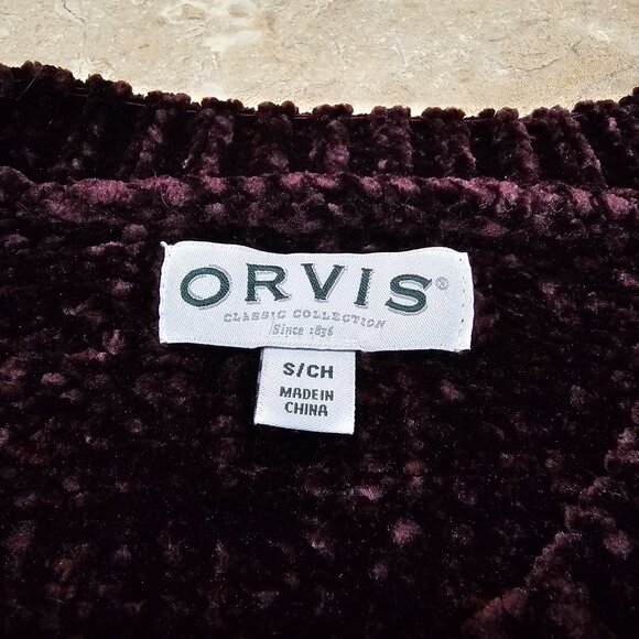 Women's Orvis Dark‎ Purple Chenille Long Sleeve Knit Pullover Sweater Size Small - Picture 4 of 6